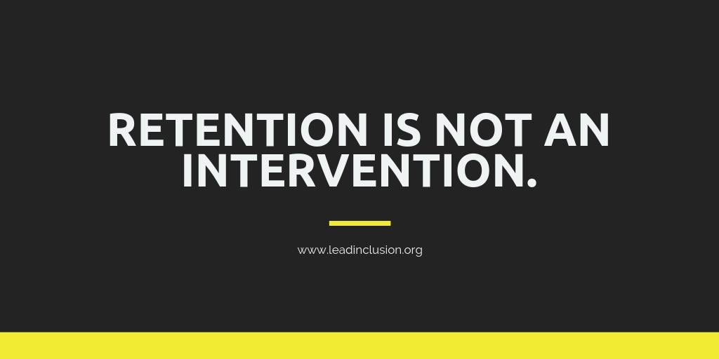 It’s that time of year again for this reminder: Research is clear that holding kids back DOESN’T work. More time with no change in instruction is simply more of what didn't work the first time. Promote and intervene—almost always the right answer. #LeadInclusion #teacher #edchat