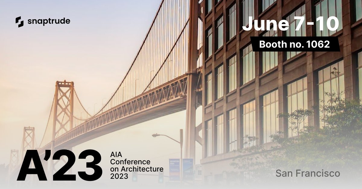 snaptrude's tweet photo. We are in San Francisco! We are showcasing at AIA Conference on Architecture, 2023. #A23Con
Come visit us at booth no. 1062.
Get latest updates on BIM 2.0, learn about our product #snaptrude, get valuable insights on industry, exchange ideas and build connections.
@AIANational