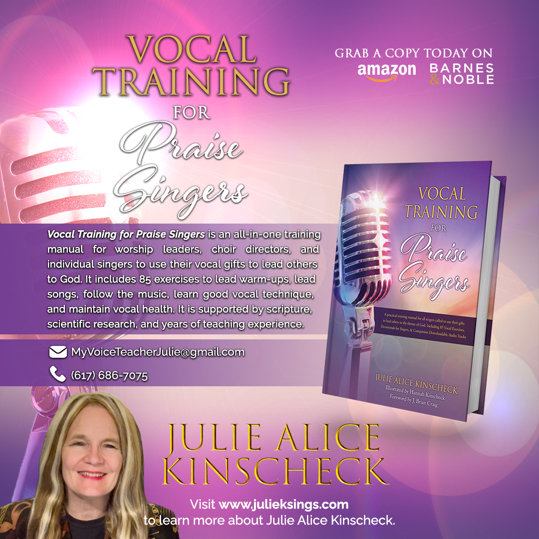 Julieksings's tweet image. Vocal Training for Praise Singers Book, your all in one training manual to unlock your Godly Vocal Potential! #Vocaltrainingforpraisesingers  #Voicelessonsonline #Vocalcoachingonline #Newbooks #Christianeducation #Sacredmusic #Choirdirector #Worshipleader #Praiseandworship