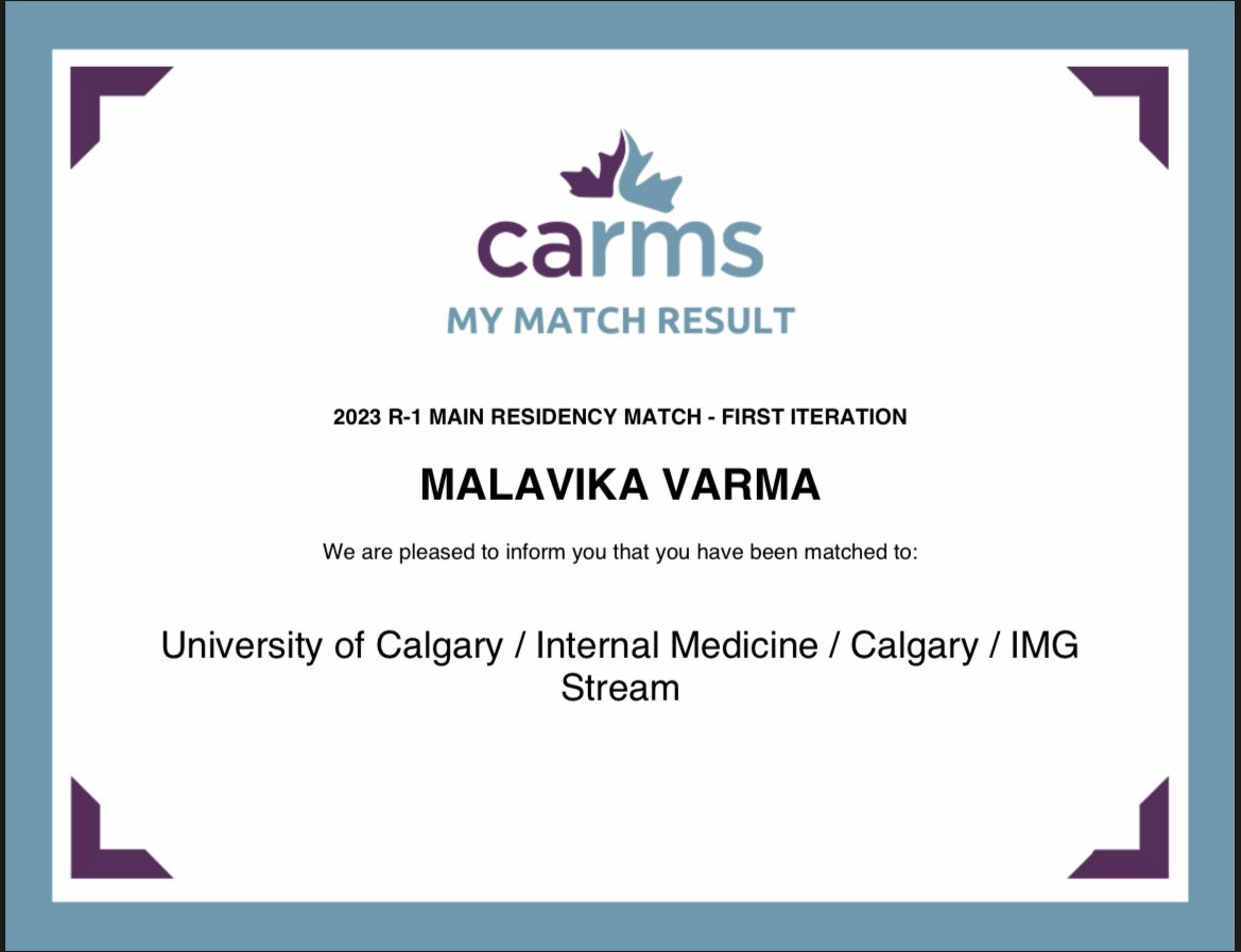 A little late to post. I am so excited to be starting this challenging and rewarding chapter of my life! 
Looking forward to training in my favourite city. #carms2023 #externshipcompleted