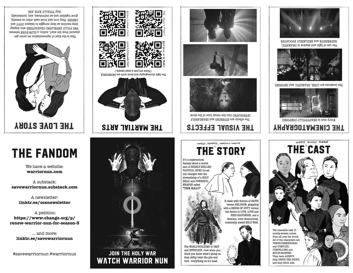 HiredHandStudio's tweet photo. #HaloBearers in the streets, AND these sheets (of paper). 

DIY Zines, available to download. Letter or A4 size, in English and French. 
https://t.co/5cQktQDPGP

… and a handy-dandy tutorial on how to do the cutting/folding:
https://t.co/OgOqDsNto5

#SaveWarriorNun #WarriorNun https://t.co/y0ltcsIhC0