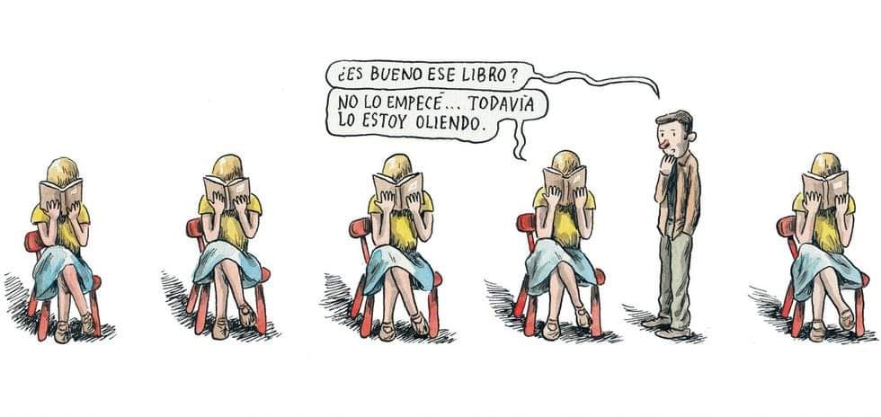 librerialuces's tweet photo. El olor de los libros. 💚

*Arte de @porliniers 

#LibreriaLuces #Malaga #Liniers https://t.co/R92HqxkWPV