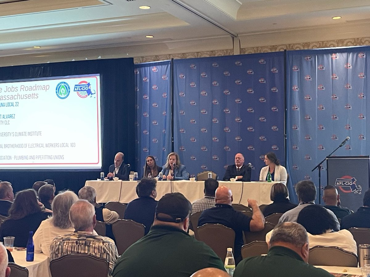 lele6173's tweet photo. It was an honor to speak on a panel with my fellow colleagues in the Clean Energy space. The 1st day of the Massachusetts AFL-CIO Educational Confernece has been so informative. @IBEW103’s very own’s Renee Dozier spoke about the Childcare Crisis in Massachusetts. #weplugyouin https://t.co/HWQSgFQ3Wm