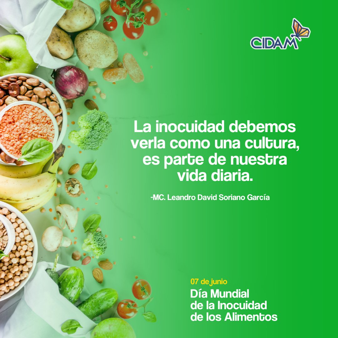 cidam_ac's tweet photo. “La inocuidad debemos verla como una cultura, es parte de nuestra vida diaria”
—MC. Leandro David Soriano García
7 de junio - Día Mundial de la Inocuidad de los Alimentos
#2forodiamundialdelainocuidad #InocuidadAlimentaria #díamundialinocuidadalimentaria #Cidam @apeamac https://t.co/q2M9WXiT94
