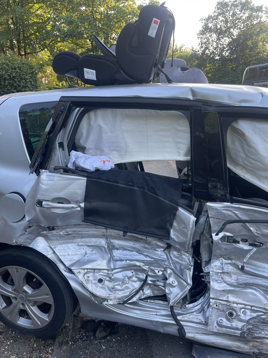 It is imperative that you place your children in adequate seating when travelling in your car. They must be secured correctly or they will offer no safety at all. These children have been very very lucky. If you need advice please ask !