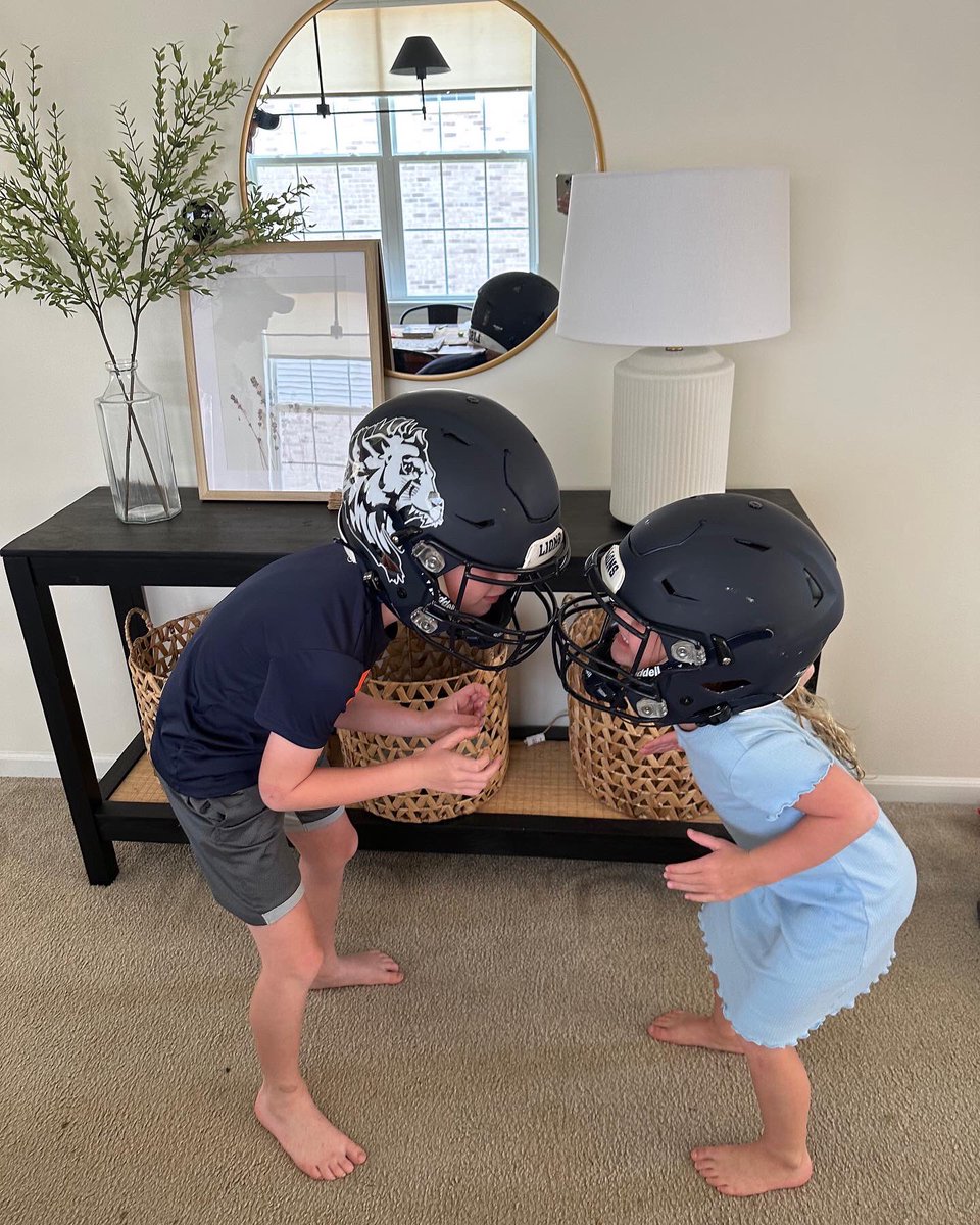 The kids ok’d the helmets and they’re ready for football season! #thepride