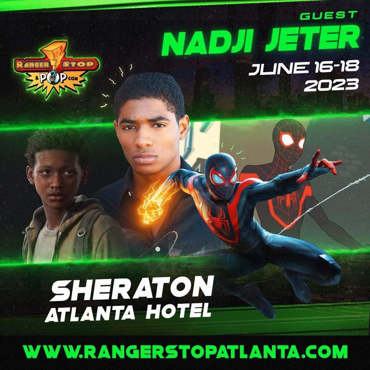 Rangerstop and Pop has another very exciting guest announcement!

Nadji is best known for his work as the voice of Miles Morales! He voices this iconic character in the TV show "Spider-Man", as well as the video game "Spider-Man Miles Morales", and more!
RangerstopAtlanta.com