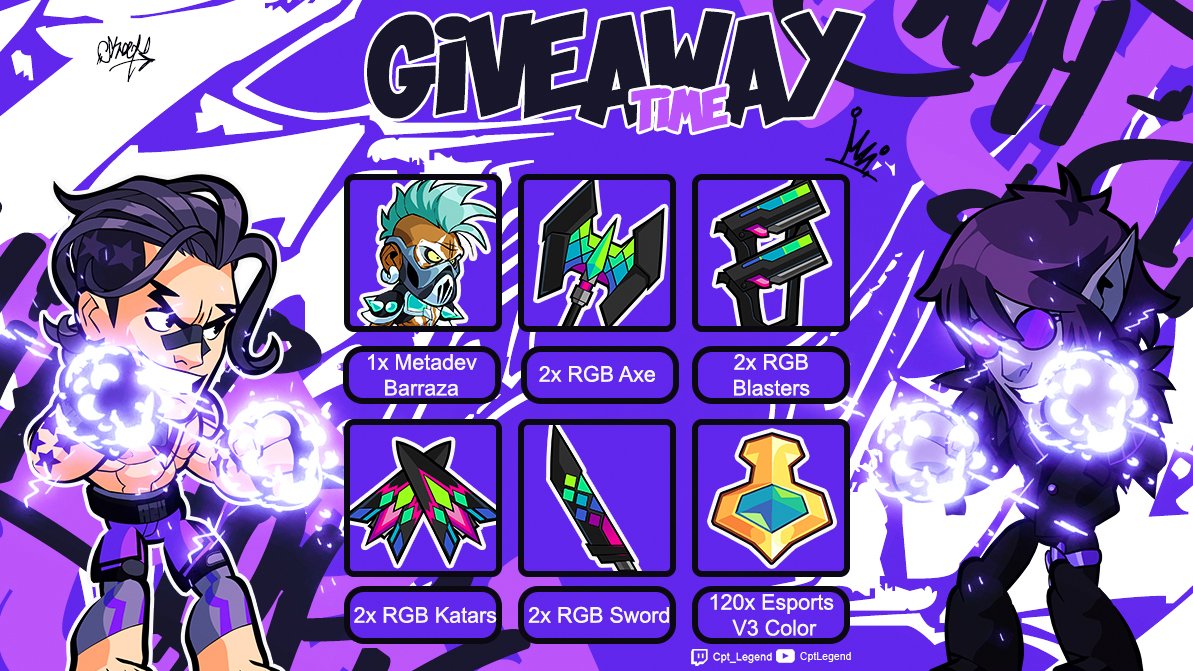 TheTrACEin's tweet photo. A SPECIAL GIVEAWAY WITH NONE OTHER THAN THE GOAT SUPREME!

Supreme and I love bringing you giveaways for cool items such as these!

Requirements:

1. Follow @LegendCpt &amp; @SupremesamaBH 
2. Like and Rt
3. Tag a friend below!

GLHF everyone!!! (More Info down below)
#brawlhalla https://t.co/K4XJBNAyeF