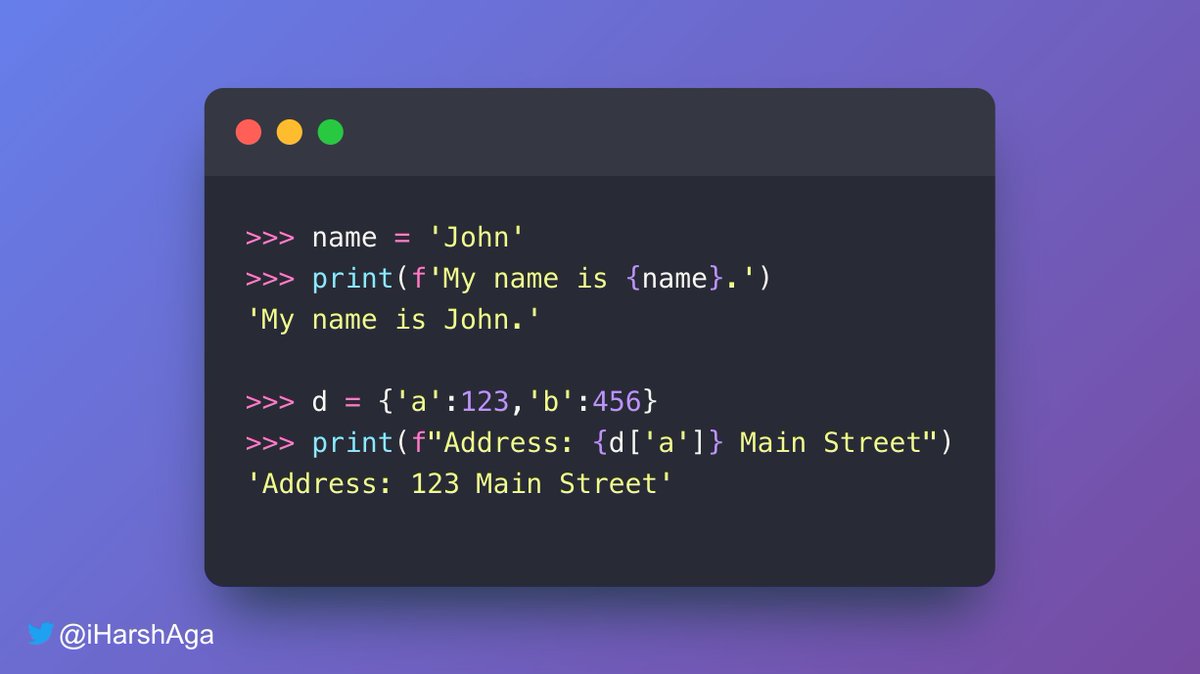iHarshAga's tweet image. 📚🐍 Let&apos;s kick off our NLP journey with a powerful Python tool: f-strings!

💡🖥️ Did you know that f-strings allow you to format strings with variables and expressions in a concise and flexible way? 

Let&apos;s explore them a bit 🧵

#NLP #Python #StringFormatting #LearnInPublic

1/