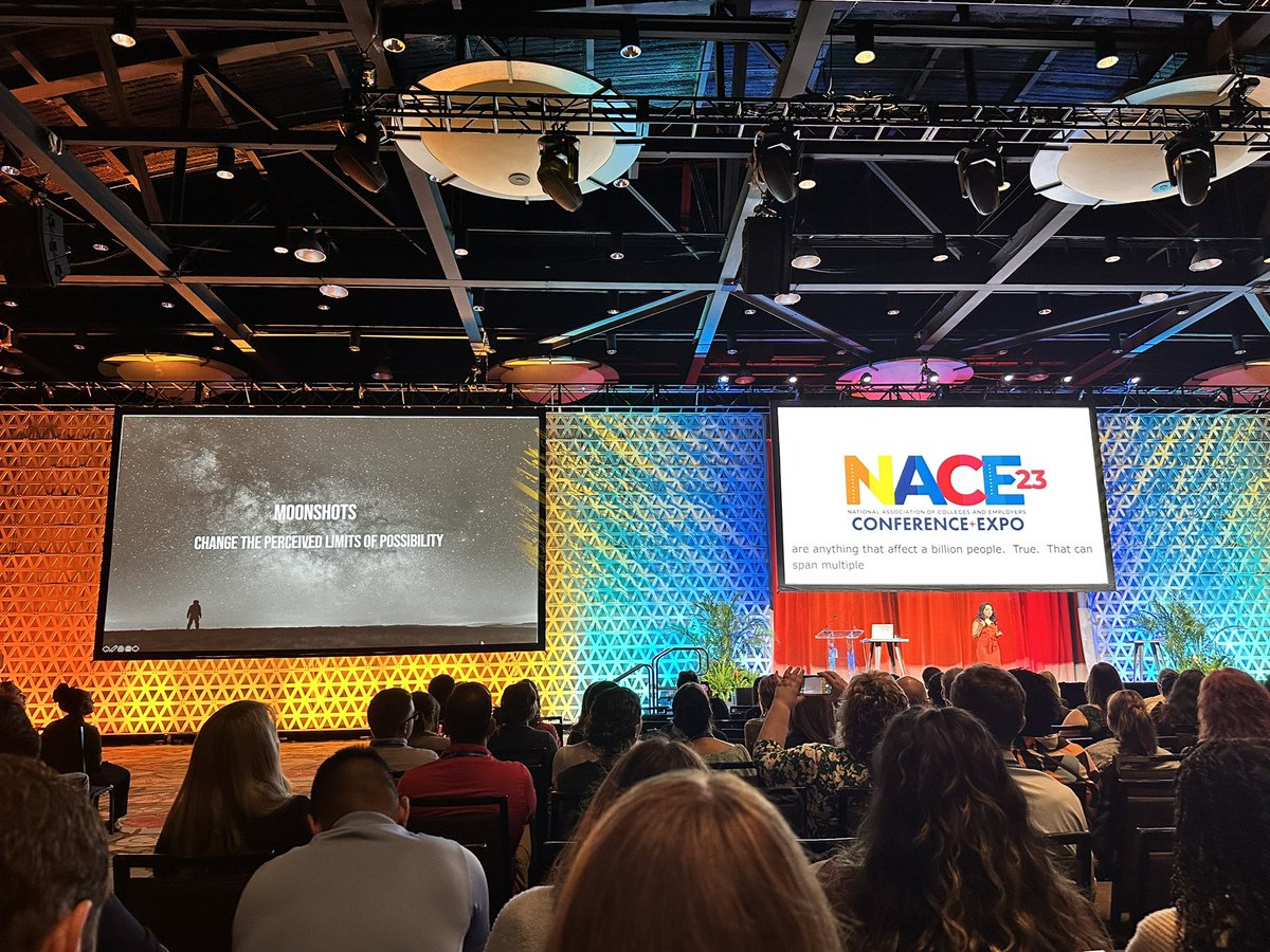 The <a href="/NACEOrg/">National Association of Colleges and Employers</a> 2023 Conference had <a href="/radhikadirks/">Dr. Radhika Dirks</a> as one of the featured speakers to talk about the impact of AI on the world, but I really appreciated her definition of #Moonshots as a way for envisioning the impossible. It’s how we use them to make the world better! #nace23
