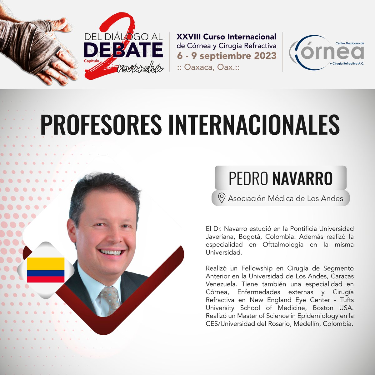 cmcycr's tweet photo. Conoce a nuestros profesores invitados.
Dr. Pedro Navarro
Inscríbete ahora👇
https://t.co/QzZXNhJlKq https://t.co/m8HuFngXBW