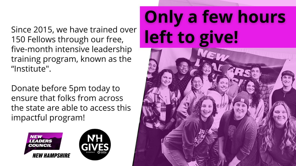 NLC_NH's tweet image. Only a few hours left to give! 🎁

NLC recruits emerging leaders from diverse backgrounds. Here in NH, we are investing in local leaders: those who center equity, build trust, and reflect the communities they serve. 

Join us in funding local change!
👇
nhgives.org/organizations/…