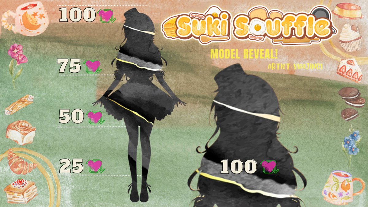 SukiSouffle's tweet photo. 🥞It's finally time!! 🥞

I am so excited to open up my cozy little café to you all and start serving up some new delicious content on streams! 

Help reveal my design before debuting June 27 by liking and retweeting  😁

#modelreveal #Vtube #Vtuber #VTuberUprising #streamer https://t.co/0HERylrjjr