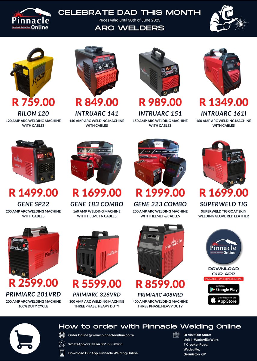 PinnacleWelding's tweet photo. Father's Day is just around the corner, and what better way to honour the handyman in your life than with a gift that sparks his creativity and fuels his passion? WhatsApp on 061 583 6966 or visit https://t.co/23kcF8UIHs https://t.co/DPOXqgBuRO