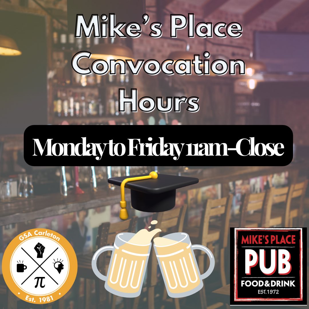 Congratulations Graduates! Next week Mike’s Place is opened from 11am to close! See you there!
