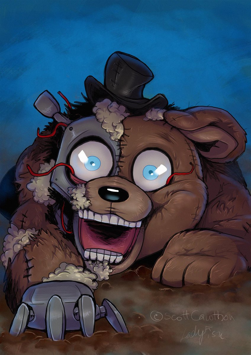 games878787's tweet image. El primer dibujo es Tag-Along Freddy de la portada de la Novela Gráfica de Fazbear Frights Vol.4

Al parecer Scott canceló su portada por su polémica y fue re-hecha por PinkyPills, usando como referencia la de Fiszi al parecer

FISZI / PINKY