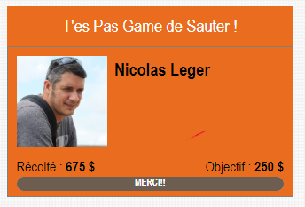 La course aux dons est lancée! Nicolas est en tête pour le participant ayant amassé le plus de dons jusqu'à maintenant! Invitez, vous-aussi, votre entourage à vous encourager! 

Pour appuyer un.e participant.e ou vous inscrire à relever le défi : bit.ly/3pCUs3X