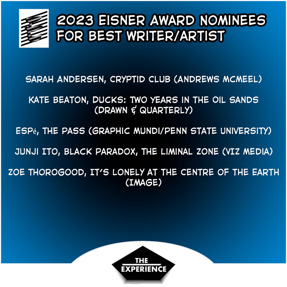 Congratulations to the  Eisner Awards Nominees 2023 for Best Writer/Artist