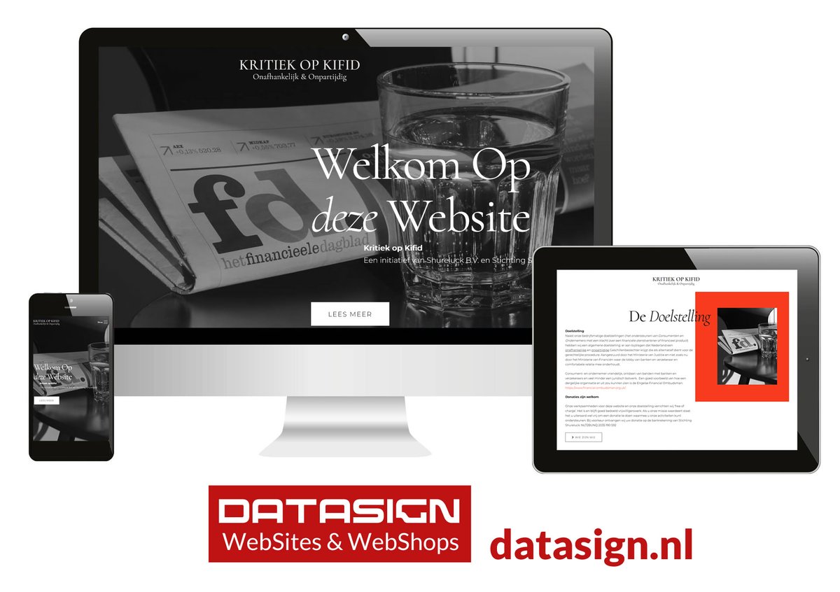 datasign's tweet photo. Nieuwe website voor financiële instelling Kritiek op Kifid: Kritiek houdt je scherp! Ook in de financiële wereld. En wij maakte natuurlijk weer de nieuwe website! Al vaker voor deze organisatie succesvolle projecten mogen doen. Nu met Kritiek op het… https://t.co/FfvJIqJyC7 https://t.co/o3nT9Jferb