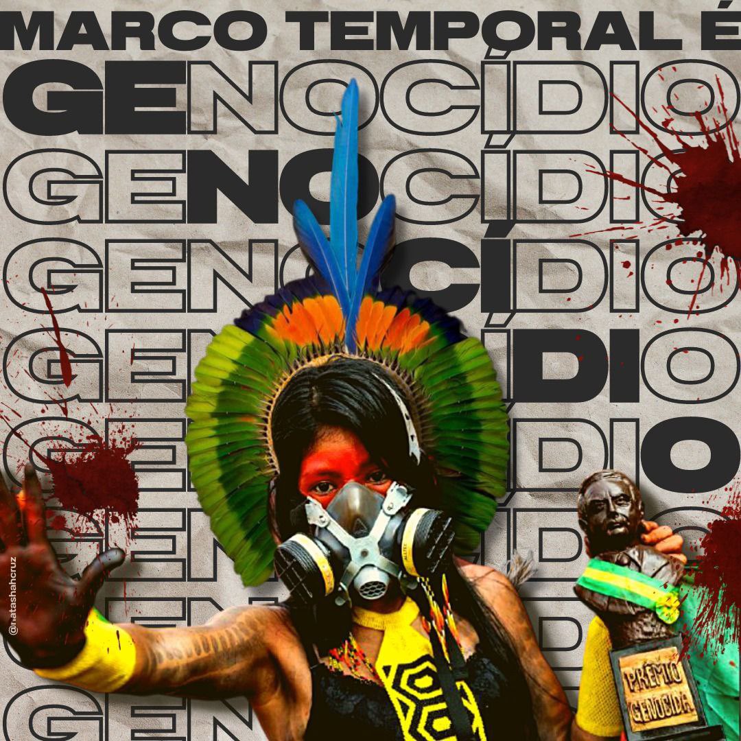 mtst's tweet photo. MARCO TEMPORAL É GENOCÍDIO!!! 

Que o STF tenha a decência que os deputados que aprovaram o PL490 não tiveram. 

Barrar esse crime é URGENTE! #PL490Não #MarcoTemporalNão https://t.co/nuOT1Wg4Xw