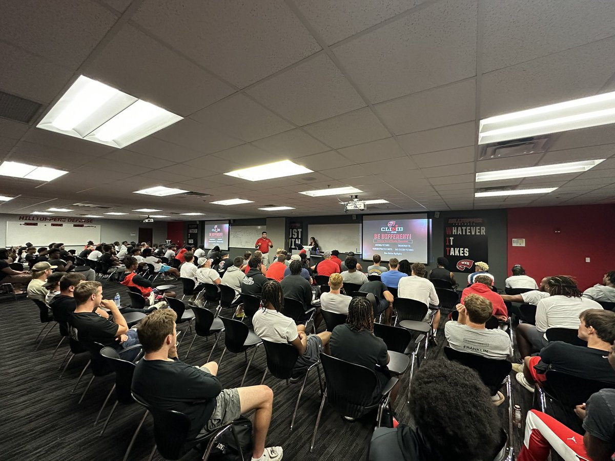 Love when our team gets to share about @HilltopperCLIMB with our student-athletes. Thanks, @WKUFootball! 

#GoTops #BIGthings #ChampionsClimbHere #WIT