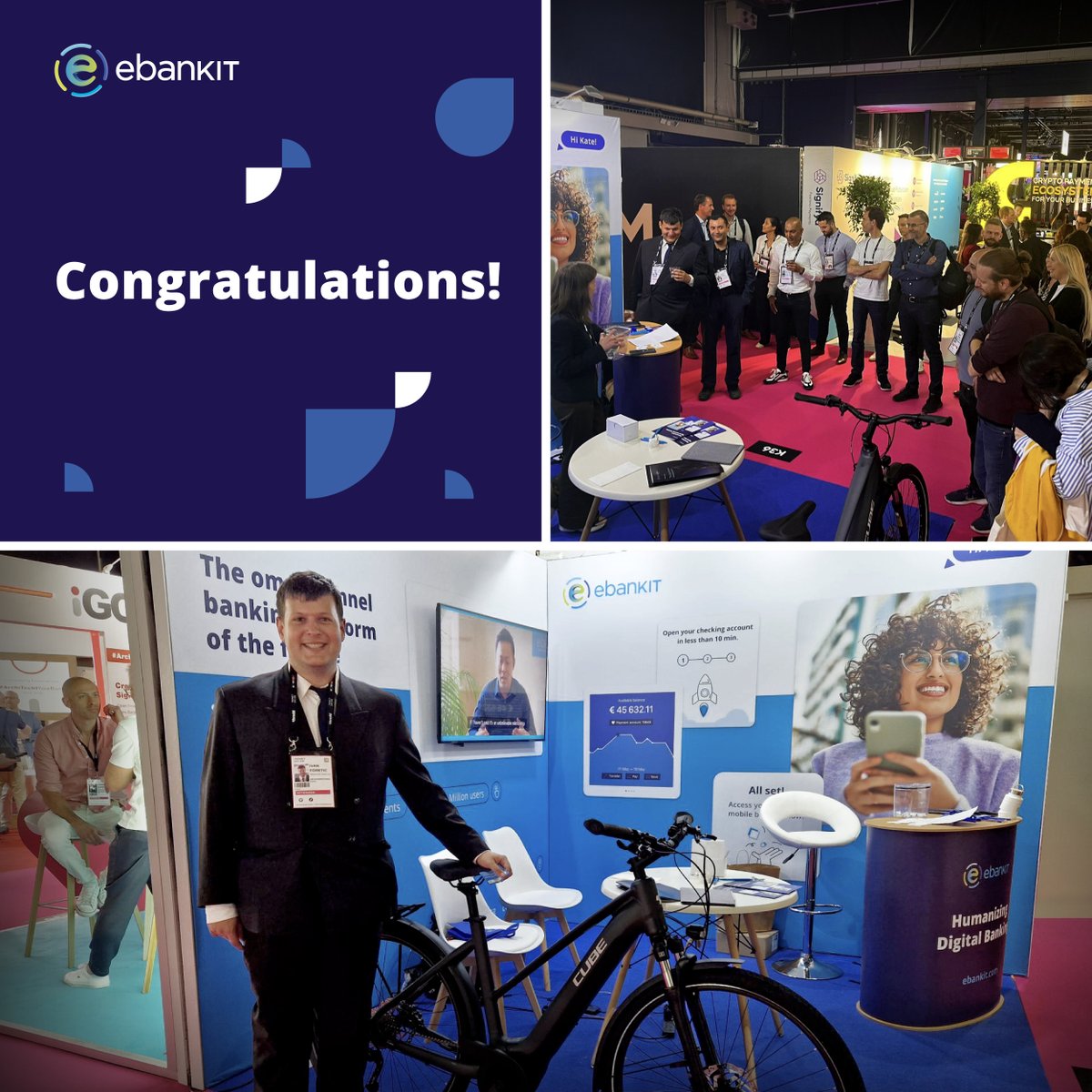 e_bank_it's tweet photo. Congratulations on winning an electric bike Ivan Foretic! An exciting prize that will provide a fun and eco-friendly way to get around @money2020. 😉

Come and meet us at #BoothK36: https://t.co/Jv4whErkcN
#ebankIT #money2020 #money2020eu https://t.co/Rus5pj6QYm