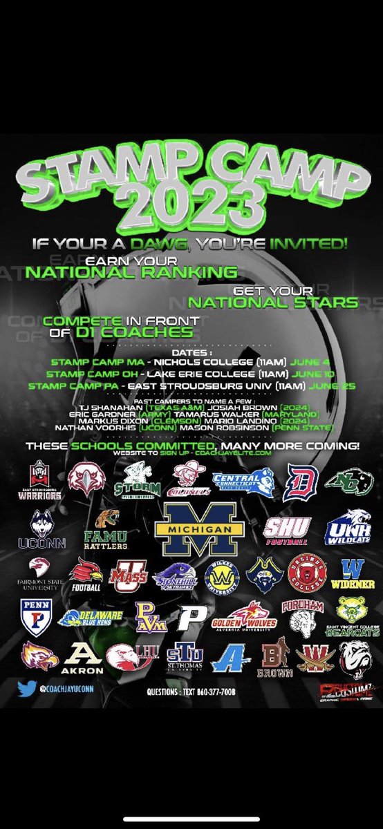 Coaches I will be competin at the Stamp Camp on June 10th. Come out an get a look at me!
