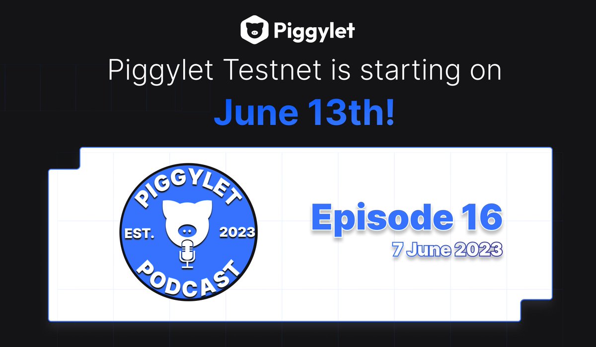 piggyletdefi's tweet photo. The Testnet on June 13th! Listen The Podcast: Episode 16 to find the details! 🐷🎙️🌐

#Discord:
https://t.co/XqcznADbIS

To listen:
https://t.co/IMCX2Ze9j6

Piggylet credential #NFT on @Gateway:
https://t.co/7jBFm5HSxg

To watch it on Youtube:
https://t.co/MvMPdgXpuT https://t.co/zaeD0F2bIv