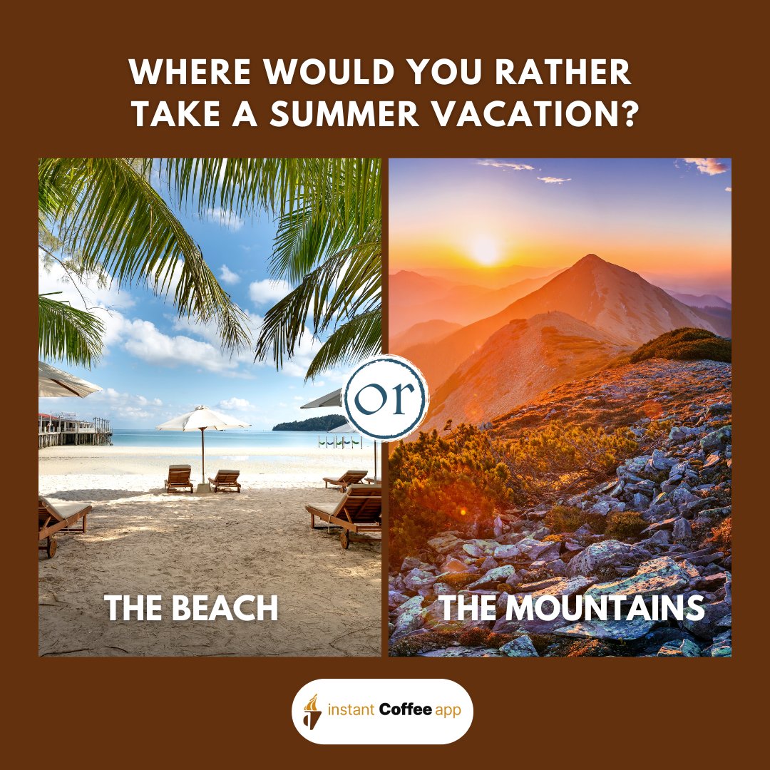 Where are you headed for vacation this summer? 😎 ⛰️ 🏖️ 

instantcoffeeapp.com #coffeehouse #coffeeshop #barista #coffee #latteart