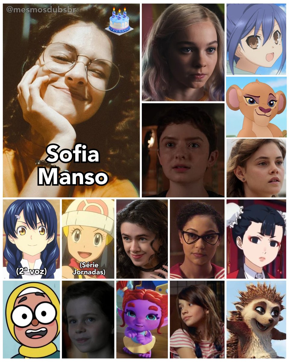 Personagens Com os Mesmos Dubladores! on X: Alimentando a página com hype  de série mais um pouquinho, a talentosa Sofia Manso é uma das dubladoras  mais novas que mostra muito potencial! Sofia