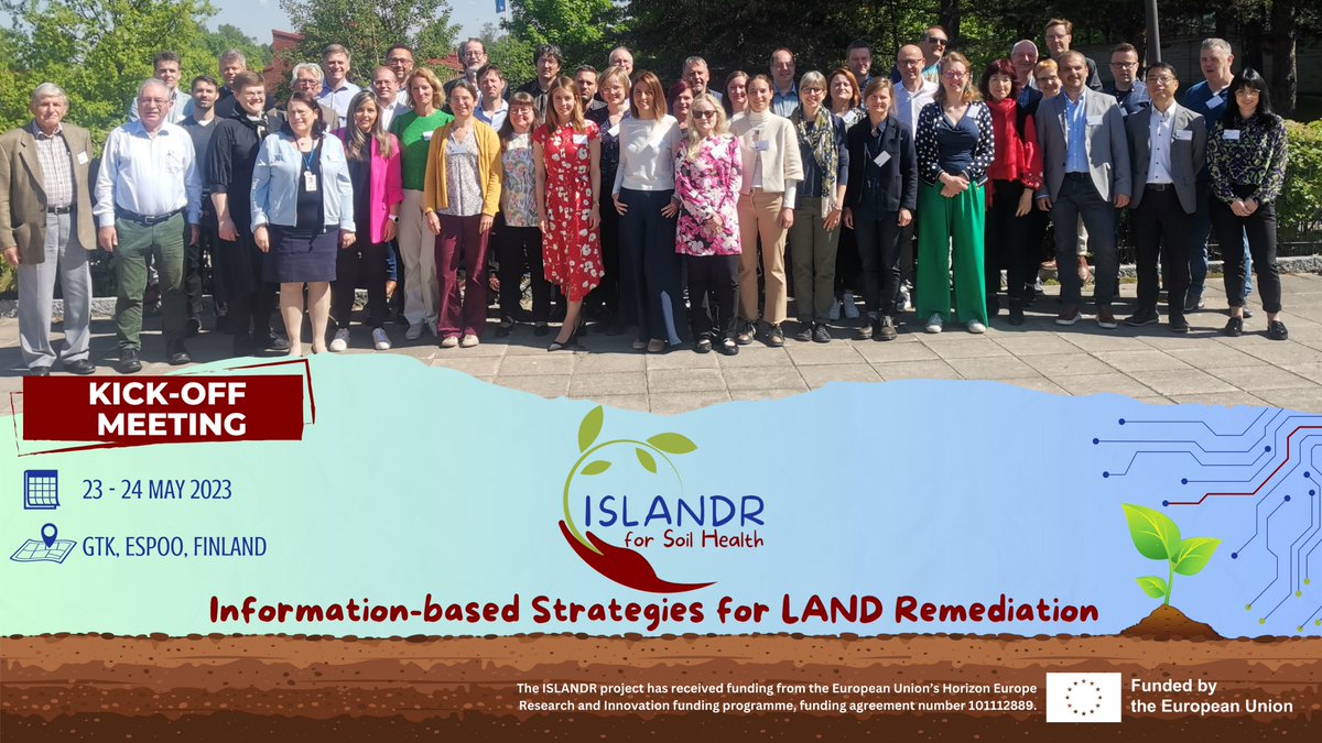 📌#ISLANDR Kick-offMeeting
 🚀We are thrilled to announce that the ISLANDR project, short for Information-based Strategies for LAND Remediation, has successfully kicked off its mission from 23-24/5/2023, in Espoo, Finland, at the headquarters of the Geological Survey of Finland.