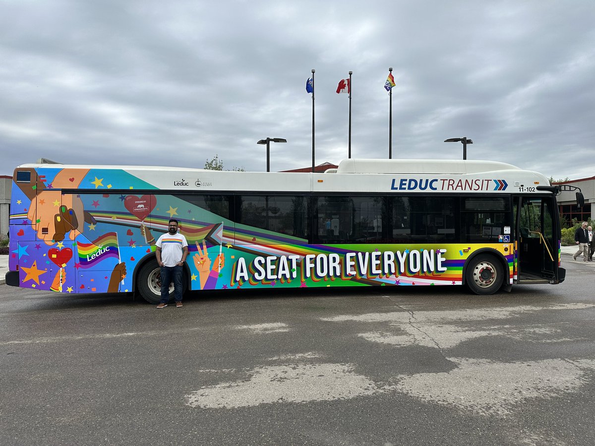 Last week was one of my biggest projects was revealed. I am so honoured that the @CityofLeduc asked me to create this years Pride bus design. There is a seat for everyone! Thanks City of Leduc❤️🏳️‍🌈🌈 #yeg #yegarts #Pride #PrideMonth