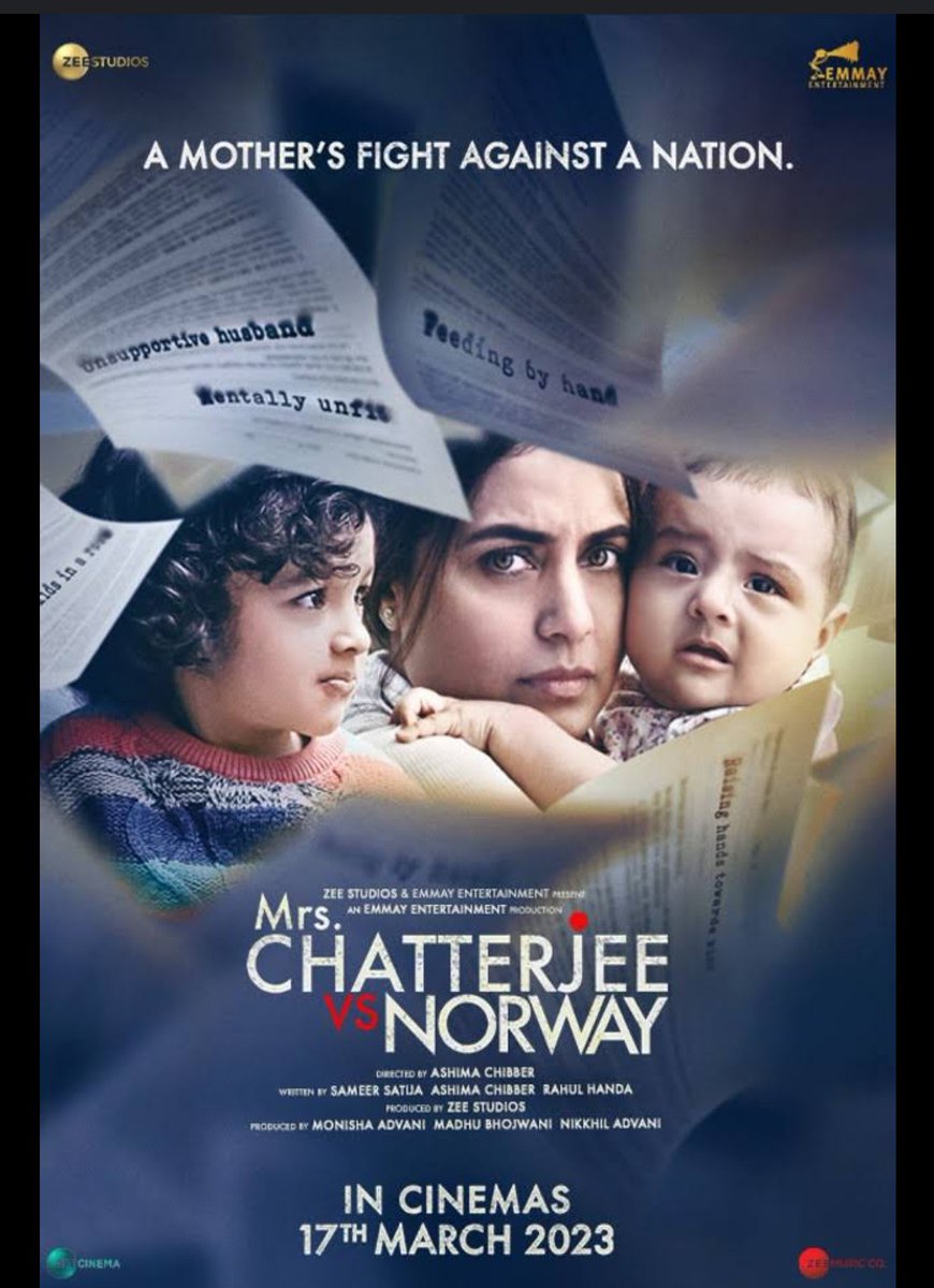 MRS CHATTERJEE vs NORWAY 2023

An immigrant Indian mother fights the Norwegian foster care system and legal machinery to win back custody the of her children.

Even if you ain't into Bollywood, see this movie
It's would fvck your emotions.
I hate it's a true life story

10/10
#ZR