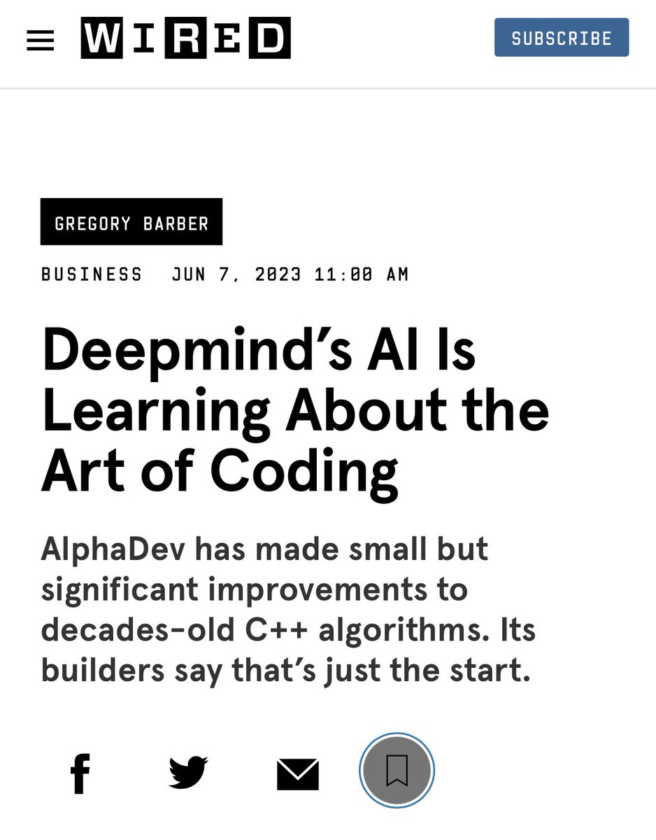 hubertusbecker's tweet image. DeepMind’s AI system, AlphaDev, is redefining code writing, making notable improvements to fundamental C++ algorithms. A noteworthy step towards AI mastering coding tasks across a variety of disciplines. #AI #DeepMind #AlphaDev #CodingInnovation wired.com/story/deepmind…
