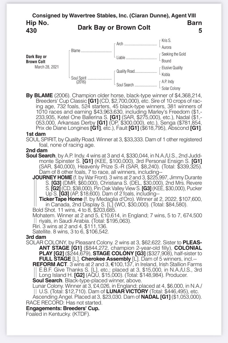claibornefarm's tweet photo. 🔥 20.3 breeze for this son of BLAME offered as hip 430 @OBSSales June by Ciaran Dunne’s @WavertreeInc, who purchased the colt as a yearling for $210K @keenelandsales.

First foal out of Soul Spirit (Quality Road) - A+ @TrueNicks cross.

Quite a package here 💪🏼 https://t.co/bUmYKj5pWR