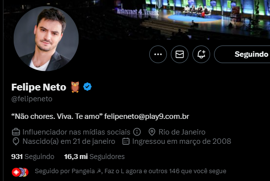 Amandavettorazz's tweet photo. Se todos estão errados sobre a Blaze, por qual motivo o Felipe Neto tirou o link de sua bio? https://t.co/r6FRvRVeu0