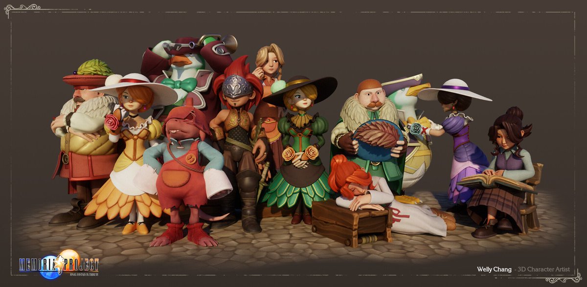 Hi peeps!
Sorry I've been silent on art for so long, but that's because I was working on FFIX - Memoria Project🎉

Artstation link in thread!

I'll have breakdown post of all the characters later this week. I'll also be making a thread on each one😄