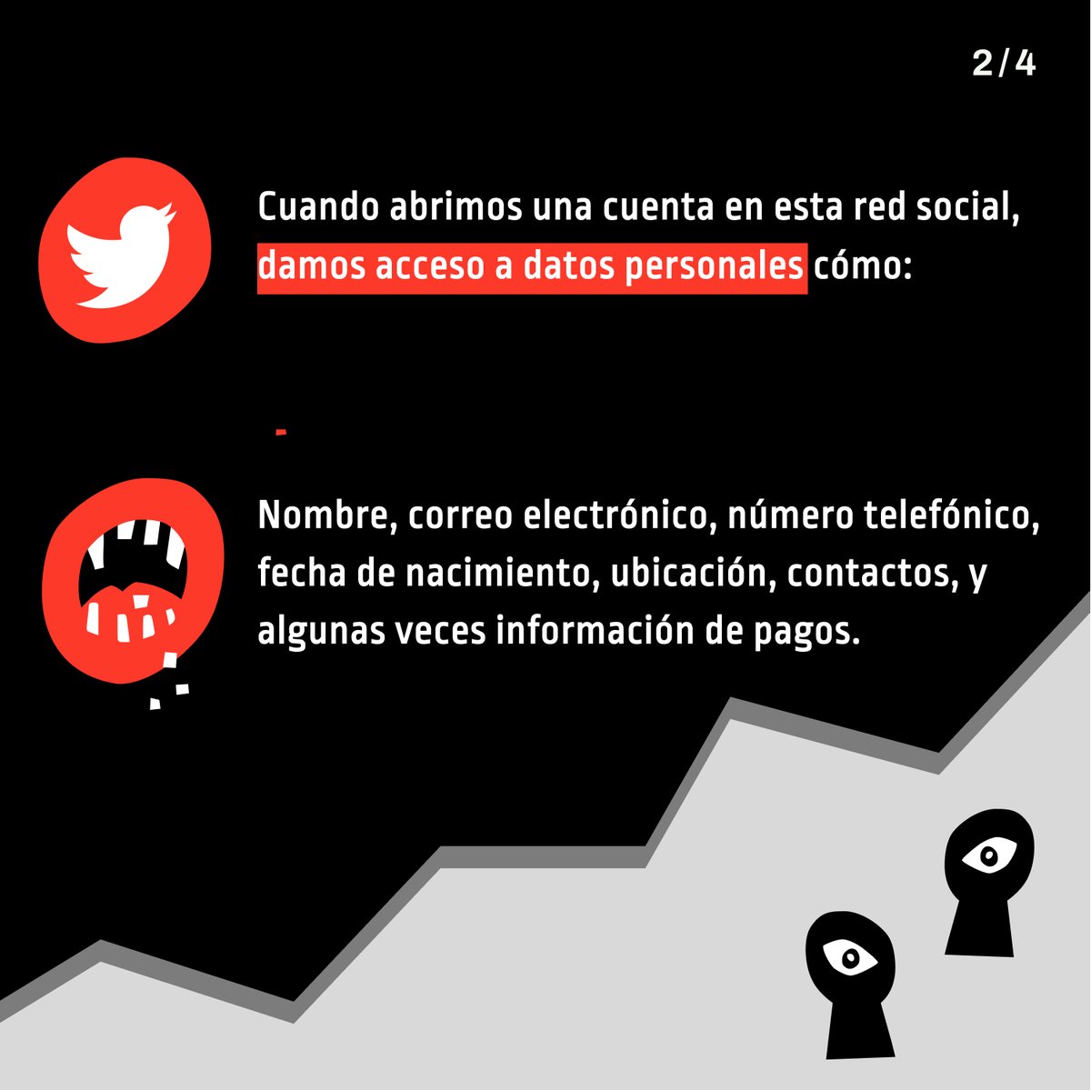 socialtic's tweet photo. ¿Con quién comparte nuestros datos #Twitter?
En la nueva investigación de #Datávoros, analizamos la política de #privacidad de esta red social, los #rastreadores que contiene y el trato que se le da a nuestra información al abrir una cuenta.
👁👁👇
https://t.co/vu8zzjFaUW https://t.co/inegN2LmOH