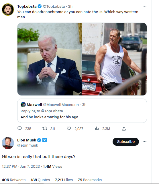 Checking in to see if Twitter is still a freespeech platform and...it seems so #Elon #Adrenochrome #MelGibson #Js