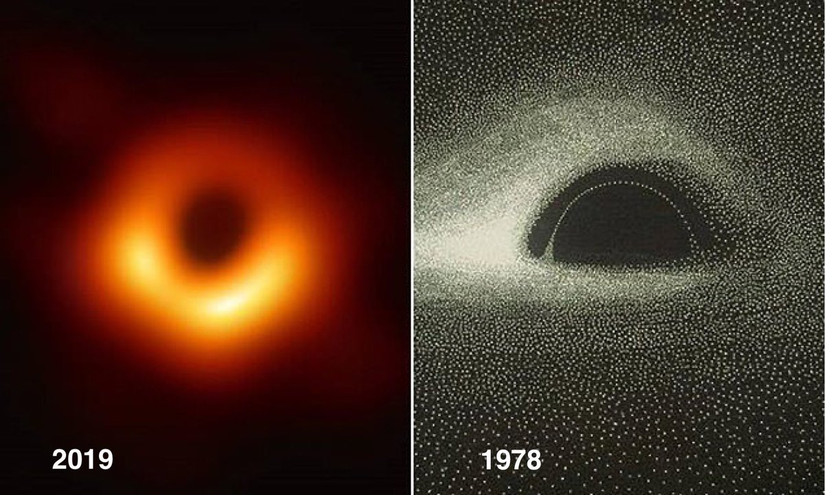 كانت أول صورة للثقب الأسود صنعت في عام 1978 على يد جان-بيير لومينيت باستخدام حاسوب IBM 7040.
وعلى الرغم من أن الصورة لم تكن دقيقة تماماً، إلا أنه في عام 2019 تم التقاط أول صورة حقيقية للثقب الأسود في مجرة M87، والتي أظهرت شكلًا قريب مما توقعه لومينيت .
مما يؤكد دقة عدة نماذج