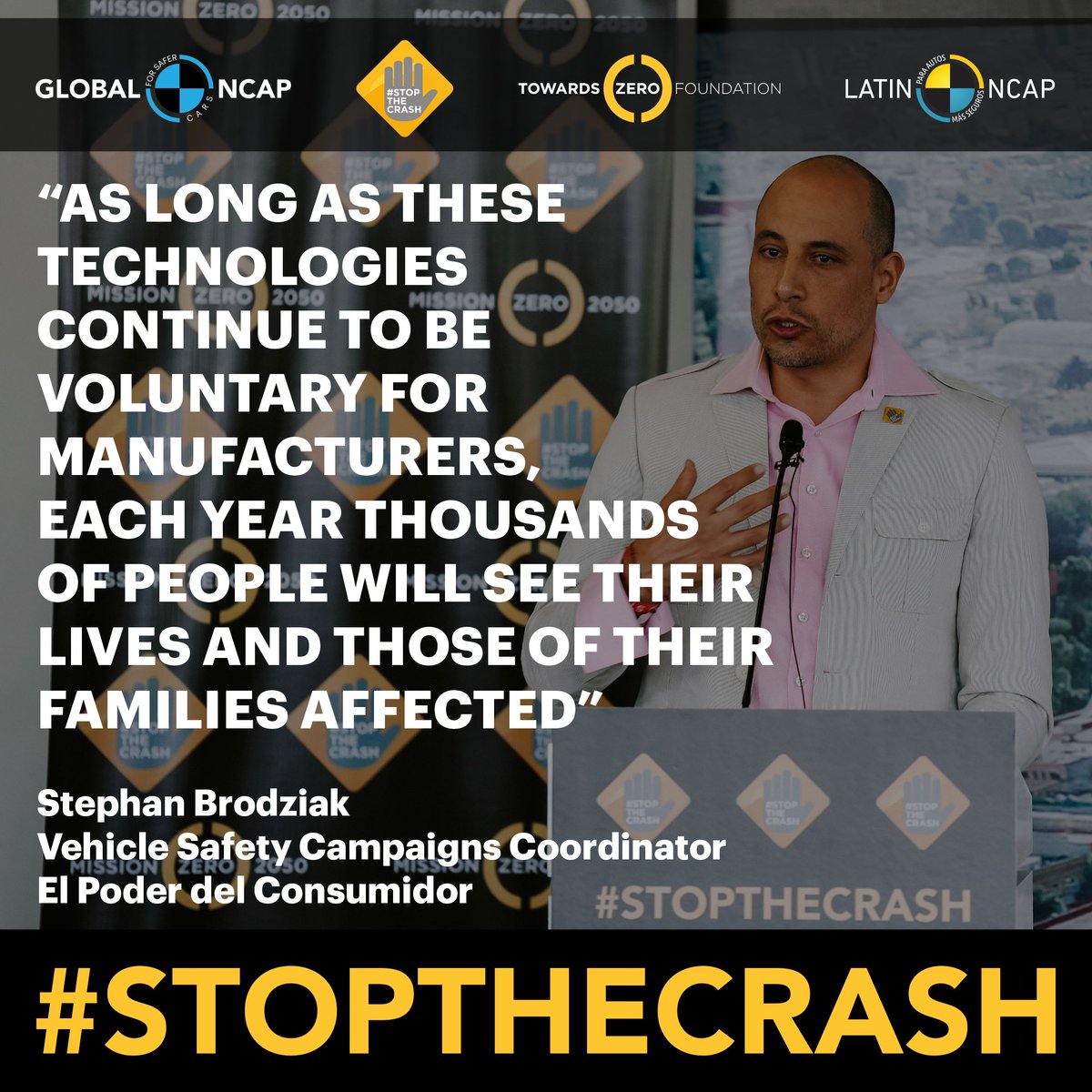 StoptheCrash's tweet image. “Due to the slow progress in the implementation of vehicle safety standards, we conclude that, both for the government and the automotive industry in general, the value of a life in Mexico and Latin America is very low.” Stephan Brodziak, @elpoderdelc

#StopTheCrash