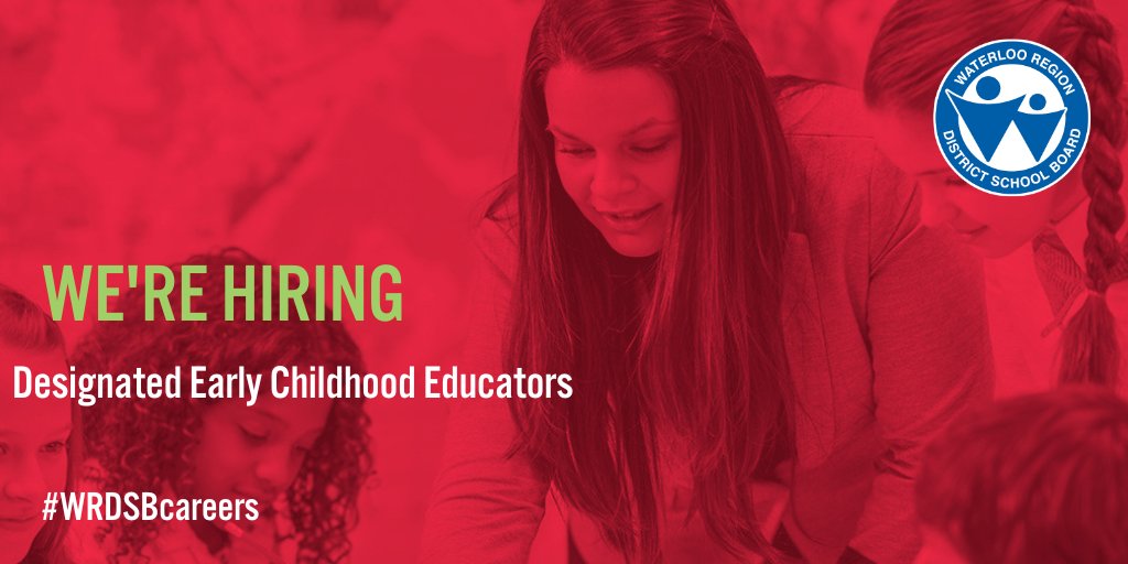 We’re #Hiring Designated Early Childhood Educators at #WRDSB! To be considered, apply before 4:00 p.m. June 9th at wrdsb.simplication.com We Are WRDSB – You Can Be Too! #wrdsbcareeers #ECE #RECE @CECE_OEPE