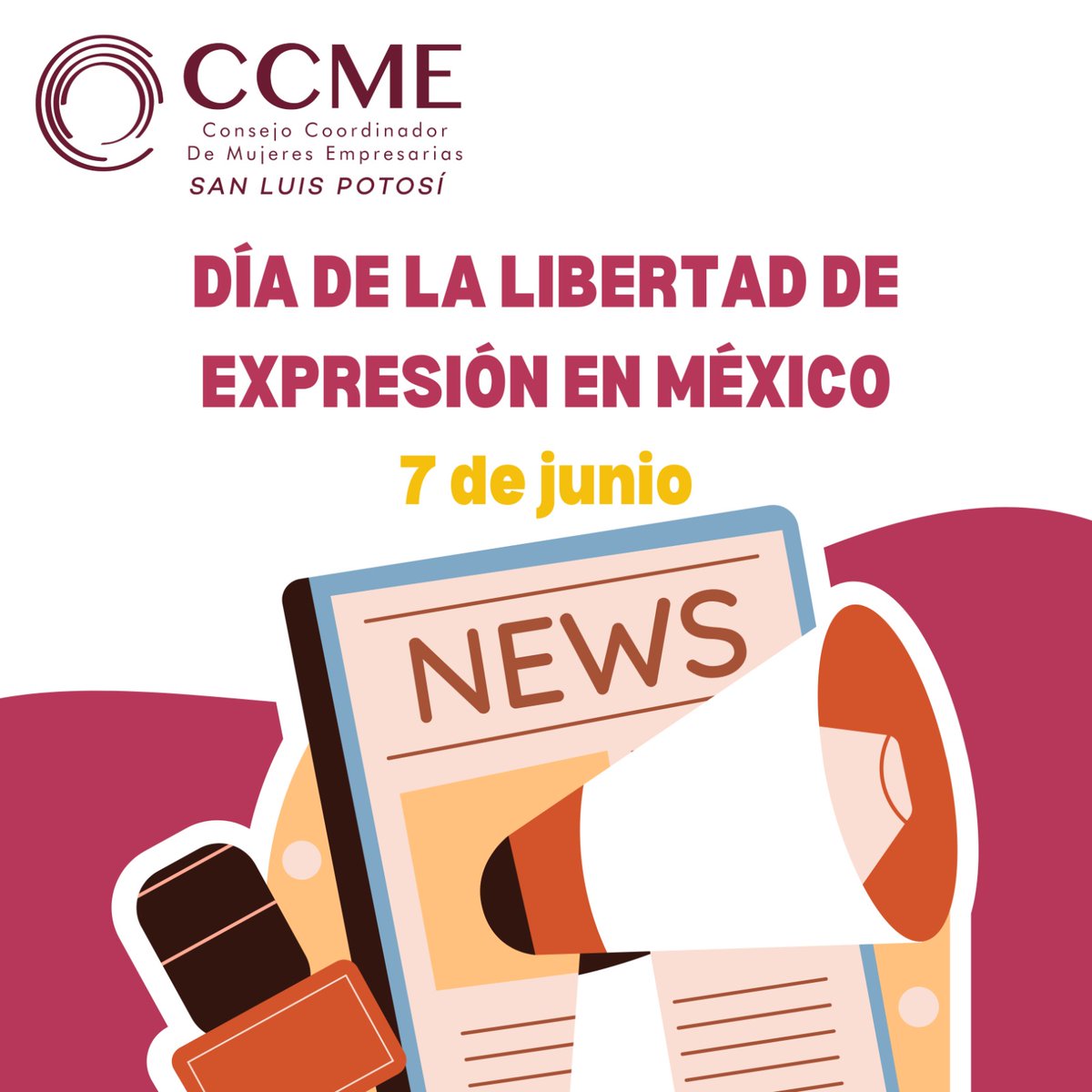 El Día de la Libertad de Expresión se conmemora el 7 de junio, fecha instaurada en 1951 por los editores de periódicos, con el fin de destacar la trascendencia de una prensa libre e independiente para la democracia mexicana.

Unidas y Unidos Hacemos la Diferencia.