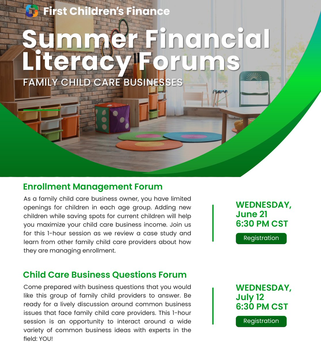 Join us on June 21st for our 'Enrollment Management Forum' and July 12th for our 'Child Care Business Questions Forum' funded by the SBA and NW Minnesota Foundation. June 21st shorturl.at/BILPT July 12th shorturl.at/asxE6