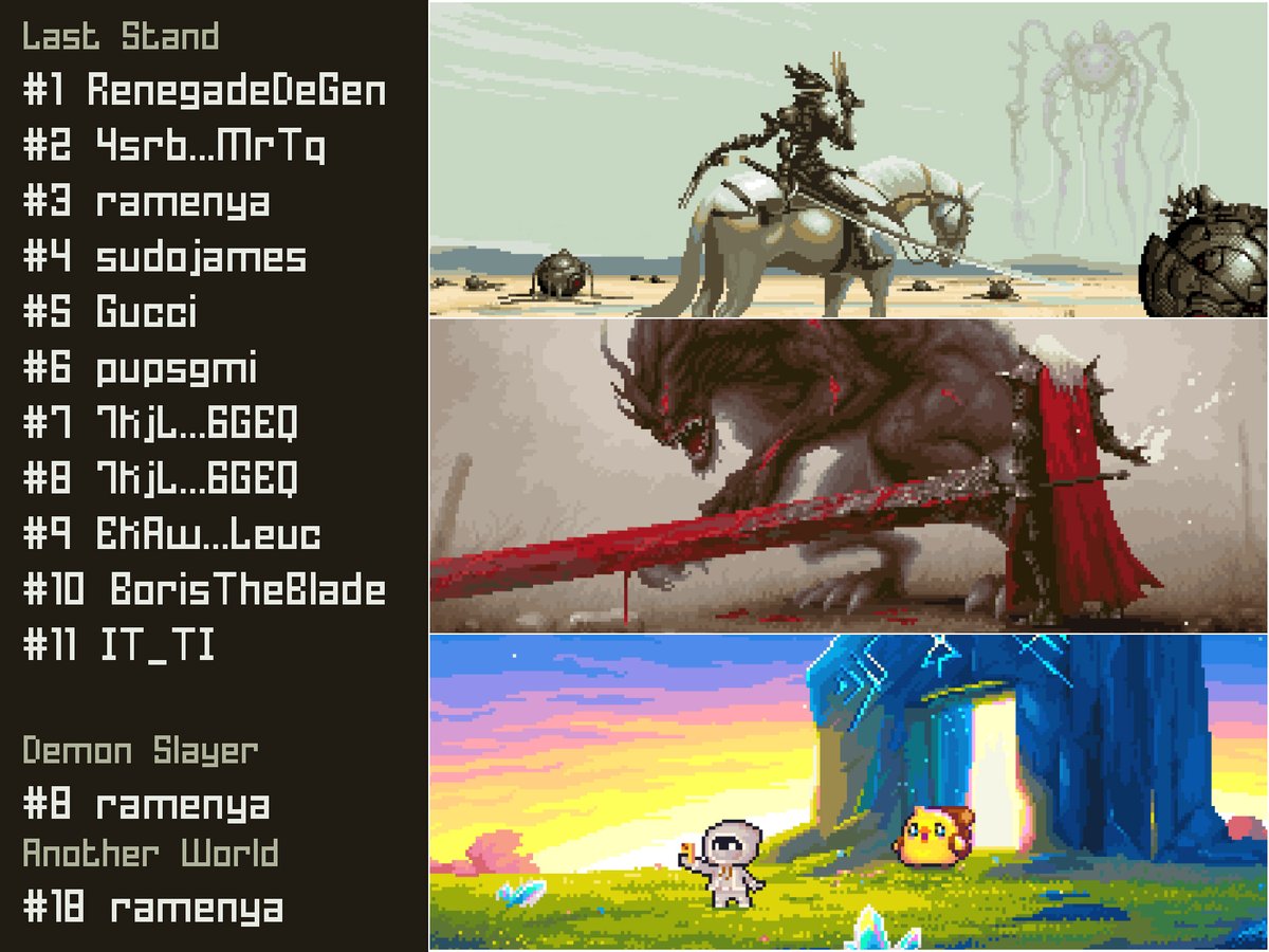 \(*ˊΘˋ*)/ GM fam✨
Have a bright &amp; beautiful day.

Sold Update!

Last Stand #1-11
Demon Slayer #8
Another World #18

I’m truly grateful with heartfelt appreciation for your support. I would never make it this far without you all. Much love. 🫂🧡

<a href="/exchgART/">Exchange Art</a>
exchange.art/pixelquests/on…