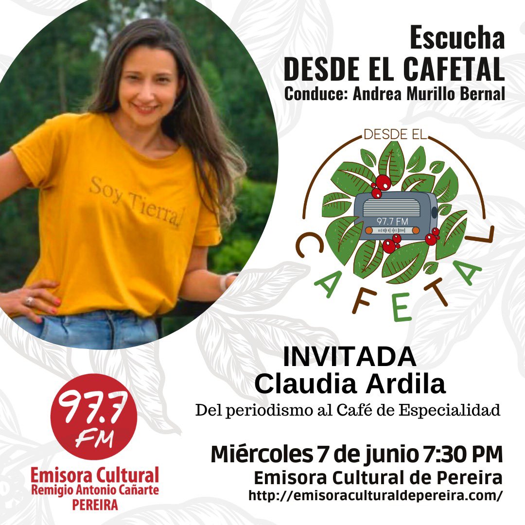 Hoy fue hermoso participar de este espacio! Volver! Con amor infinito por lo que hago y con pasión por mi país. Recordé dos cosas: 1. Siempre ver lo mejor de lo bueno en la gente. 2. AMO a los caficultores colombianos! emisoraculturaldepereira.com