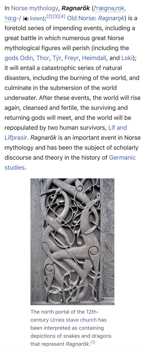 During this research, the whole thing is surrounded by two more themes - 1 is The Great Flood.

Every religion has it.
They all talk about it.
Look into it.

With that said - let’s talk about Norse Mythology.

A great Flood is foretold and everything would be destroyed in this…