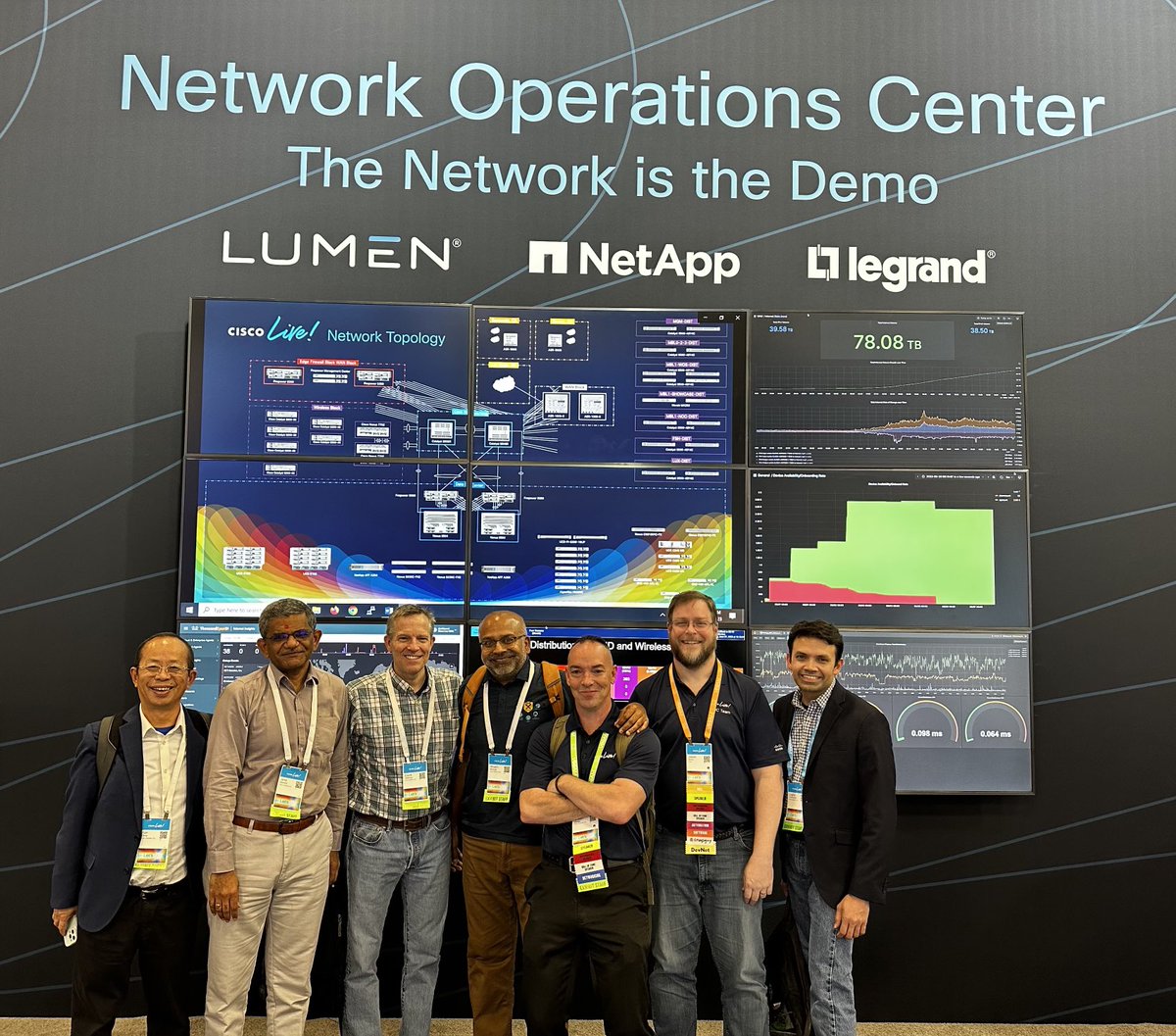 ManiyarShyam's tweet photo. Catalyst engineering leadership with ⁦@SNMPguy⁩ who builds and operates NOC for ⁦@CiscoLive⁩ events - the network is built on all of ⁦@Cisco⁩ products and solutions. We are glad to see #catalyst9000 enabling over 15000 users enjoying digital experiences! https://t.co/w704xLsAC1