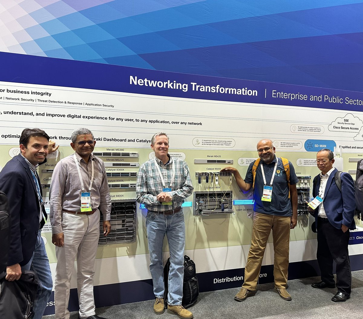 ManiyarShyam's tweet photo. It’s great to see wall of #Catalyst9000 at @CiscoLive and great interest and excitement customers are showering! @Cisco catalyst engineering leadership in front of the products our teams built! https://t.co/IqmFSRLtYo