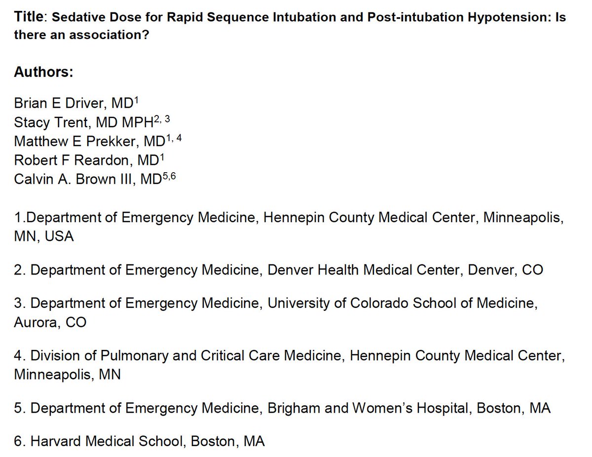 NoobieMatt's tweet photo. A potentially game-changing article by Brian Driver et al, coming soon in @AnnalsofEM 

An analysis of 14K NEAR patients suggests that induction agent dose may not matter in mitigating post-ETI hypotension.

Ping @mayoclinicemres @MayoPharmRes @TamingtheSRU 

#FOAMed #FOAMem https://t.co/hznTsmrt6d